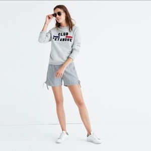 Madewell Pull-On Side-Tie Shorts in Chambray Stripe